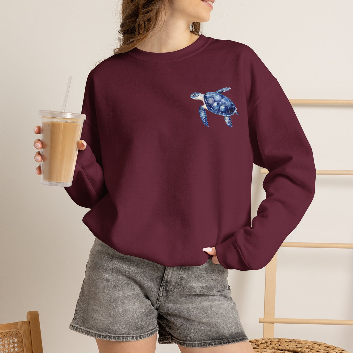 ORVIAN — Sea Turtle & Seashell Starfish Crewneck, Coastal Ocean Nautical Unisex Heavy Blend