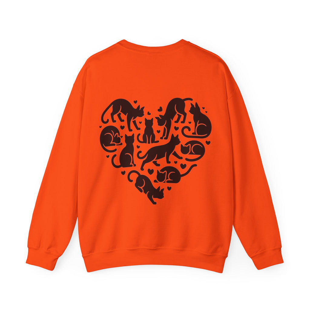 ORVIAN — LOVE Cat Silhouette & Heart-Shaped Cats Crewneck, Cat Lover Unisex Heavy Blend