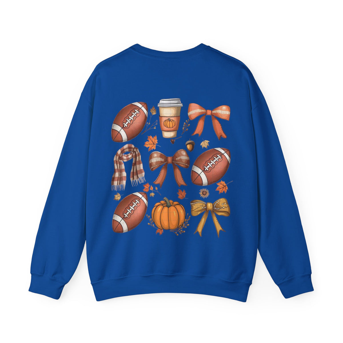 ORVIAN — Coquette Fall Bow & Football Crewneck, Pumpkin Spice Game Day Unisex Heavy Blend