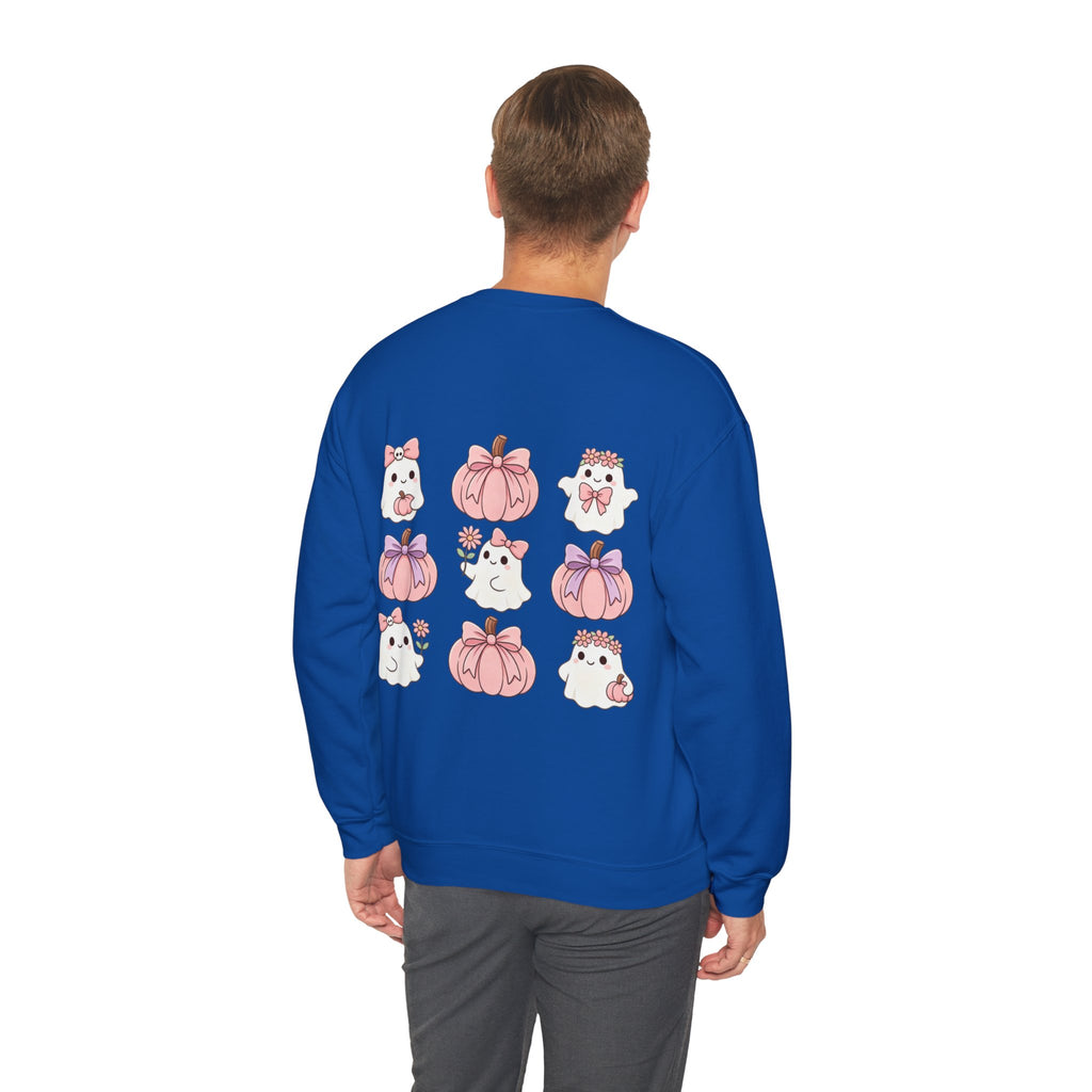 ORVIAN — Pink Halloween Coquette Ghost Crewneck, Bow & Pumpkin Unisex Heavy Blend