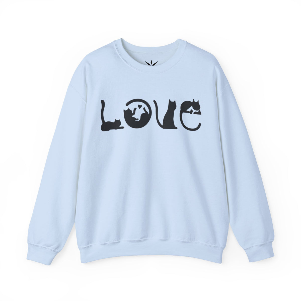 ORVIAN — LOVE Cat Silhouette & Heart-Shaped Cats Crewneck, Cat Lover Unisex Heavy Blend
