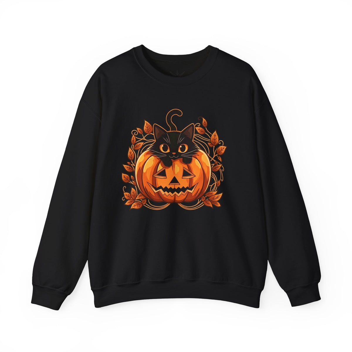 ORVIAN — Black Cat & Pumpkin Halloween Crewneck, Ghost & Coquette Bow Unisex Heavy Blend