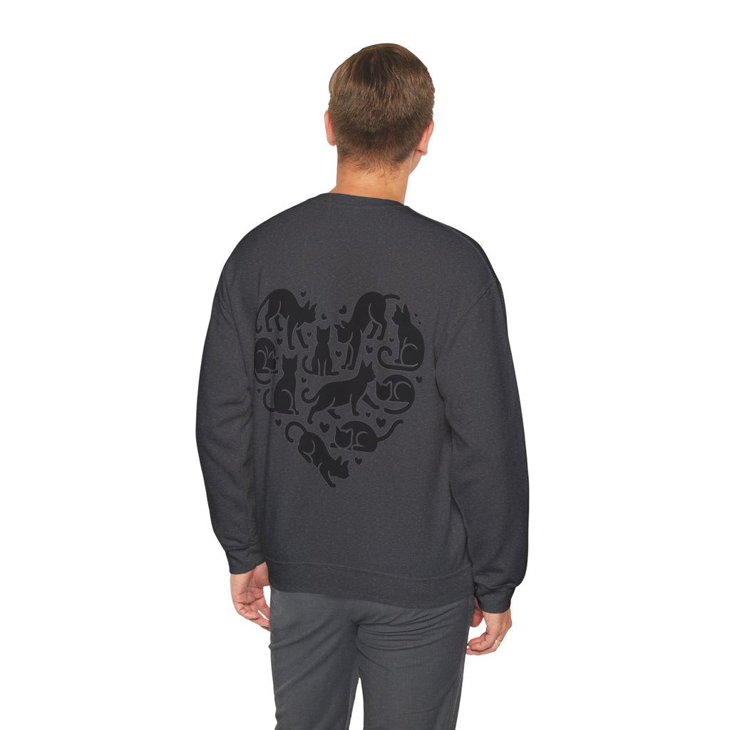 ORVIAN — LOVE Cat Silhouette & Heart-Shaped Cats Crewneck, Cat Lover Unisex Heavy Blend