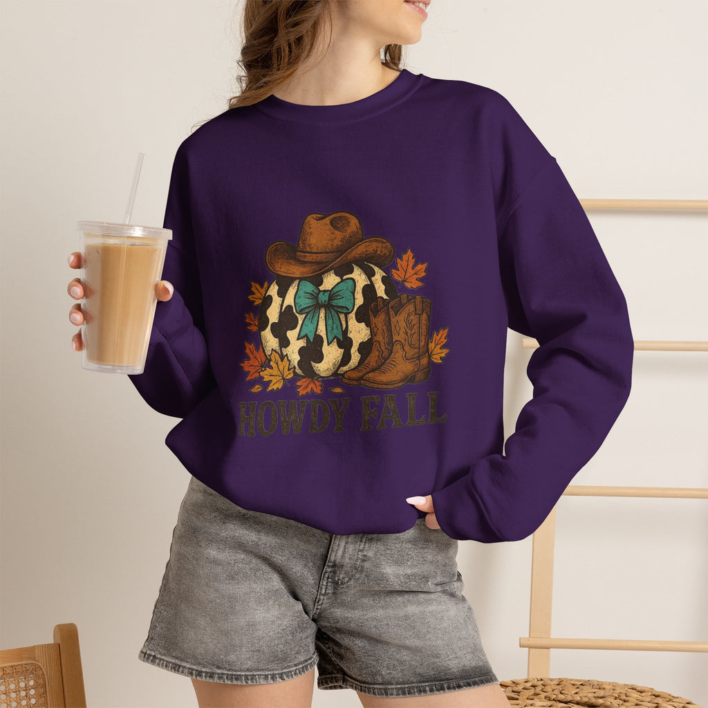 ORVIAN — Howdy Fall Wéstern Pumpkin & Ghost Cow Crewneck, Moo I Mean Boo Halloween Unisex