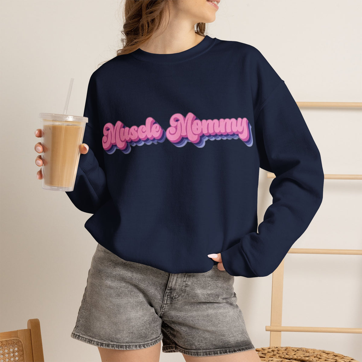 ORVIAN — Muscle Mommy Girls Just Wanna Have Guns Crewneck, Bold Feminine Typography Unisex