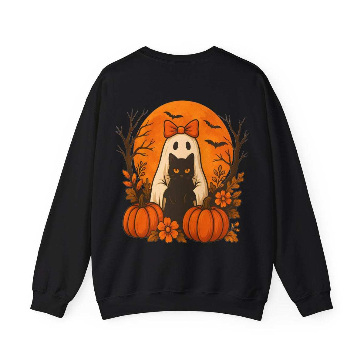 ORVIAN — Black Cat & Pumpkin Halloween Crewneck, Ghost & Coquette Bow Unisex Heavy Blend