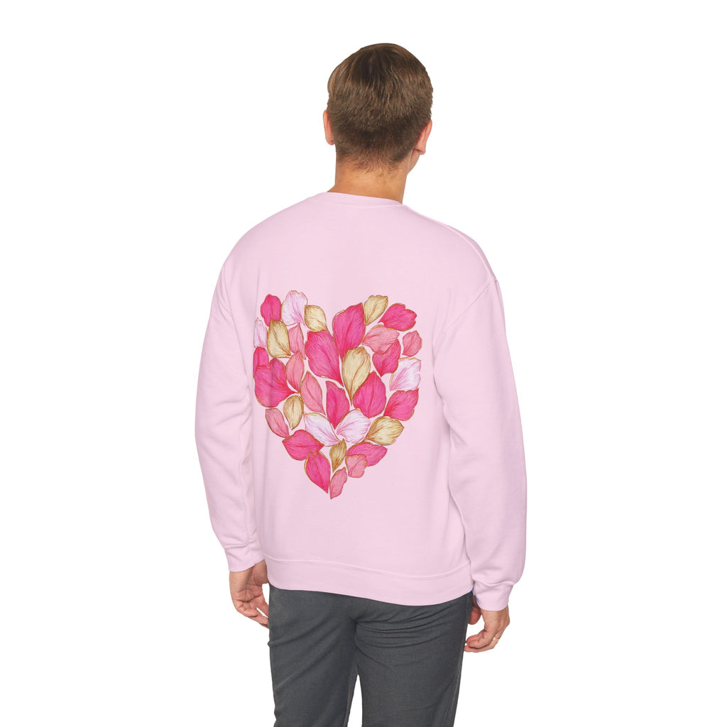 ORVIAN — Floral Rose Heart Crewneck, Romantic Pink Flower Valentine Sweatshirt, Unisex Heavy Blend