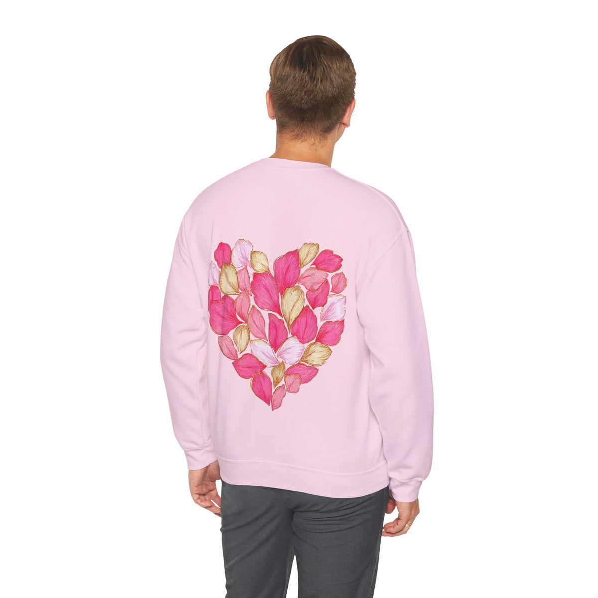 ORVIAN — Floral Rose Heart Crewneck, Romantic Pink Flower Valentine Sweatshirt, Unisex Heavy Blend