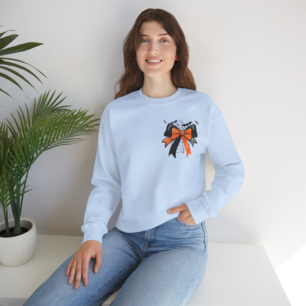 ORVIAN — Coquette Ghost & Bow Halloween Crewneck, Lace Ghost Pumpkin Unisex Sweatshirt