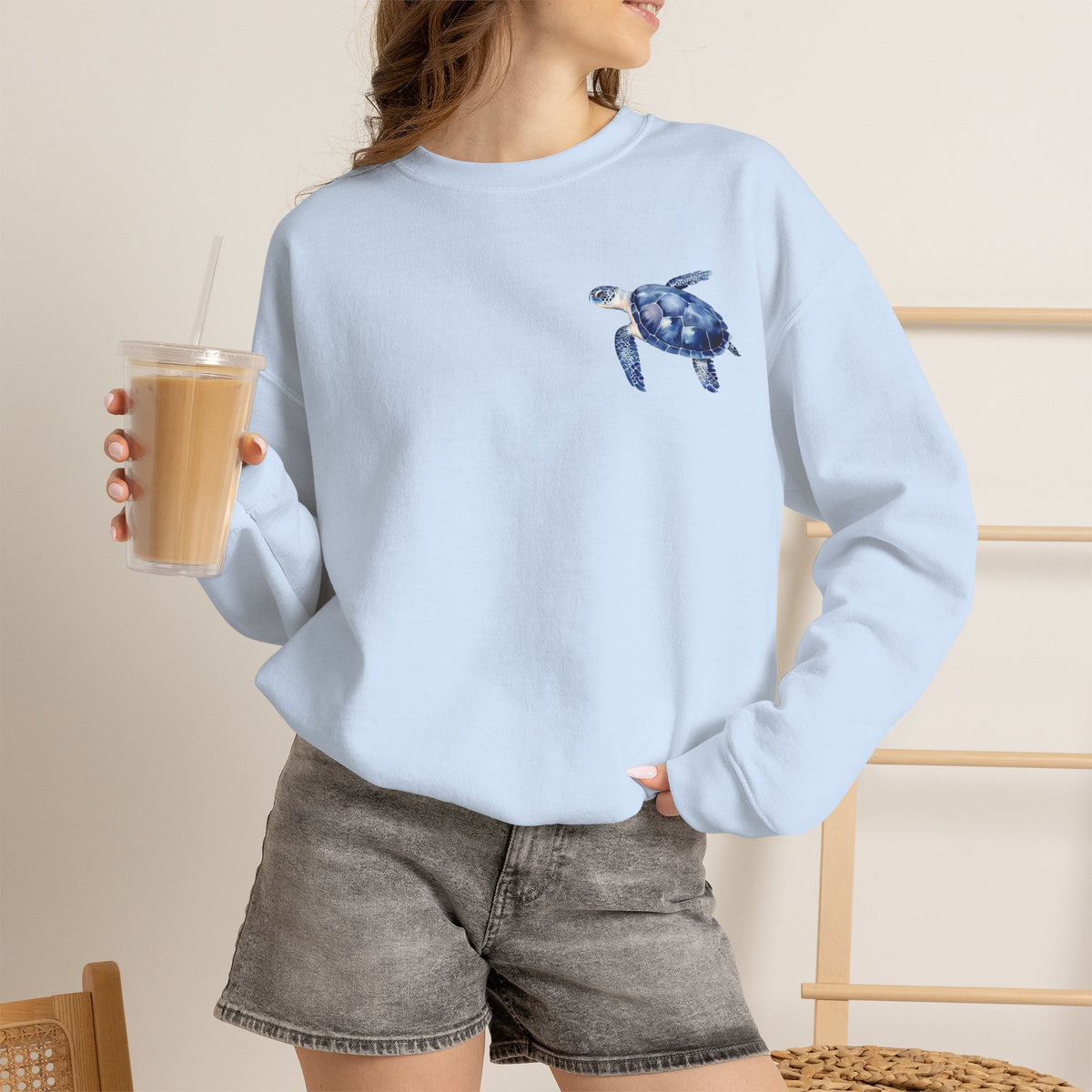 ORVIAN — Sea Turtle & Seashell Starfish Crewneck, Coastal Ocean Nautical Unisex Heavy Blend