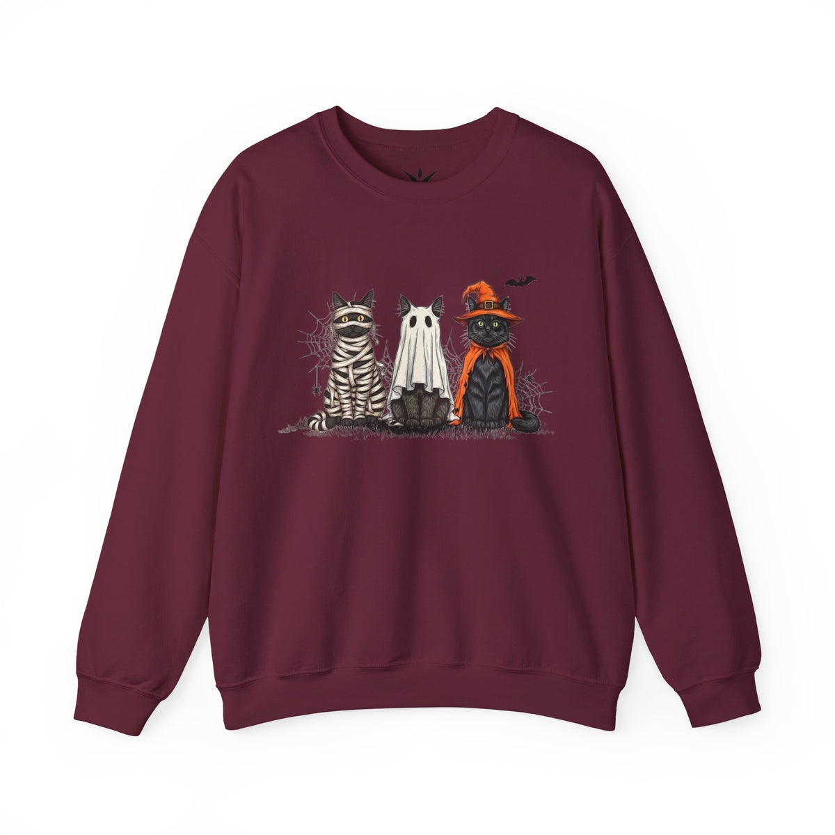 ORVIAN — Halloween Cats & Ghosts Crewneck, Spooky Cute Black Cat Unisex Sweatshirt