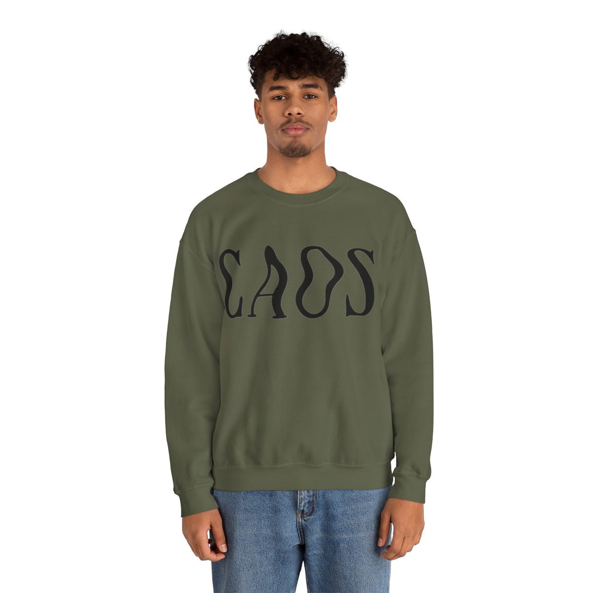ORVIAN — Chaos Cat Crewneck, Reversed Lettering & Rebel Cat Graphic Unisex Heavy Blend