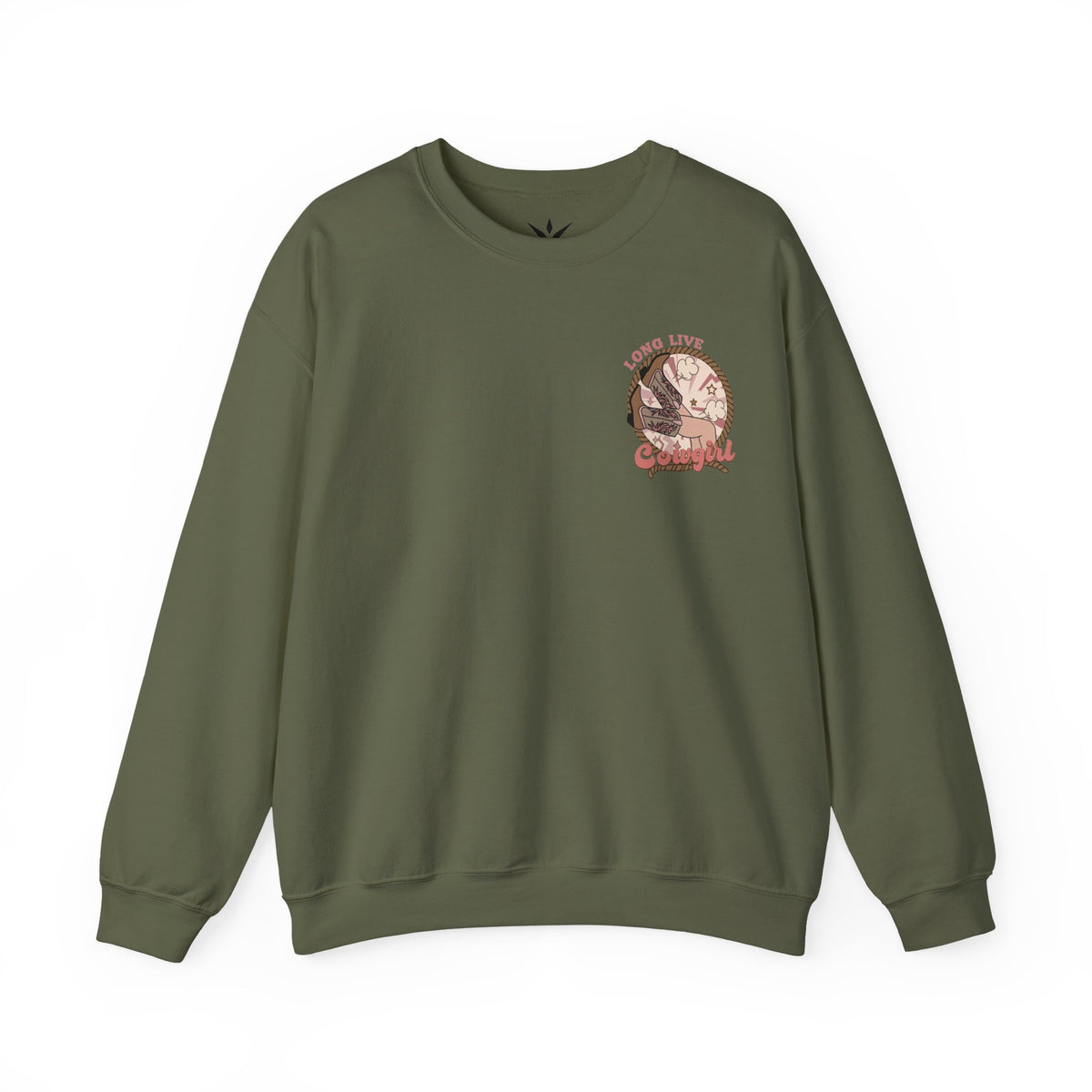 ORVIAN — Howdy Cowgirls Western Crewneck, Leopard Lightning Bolt & Cowgirl Boots Unisex Heavy Blend