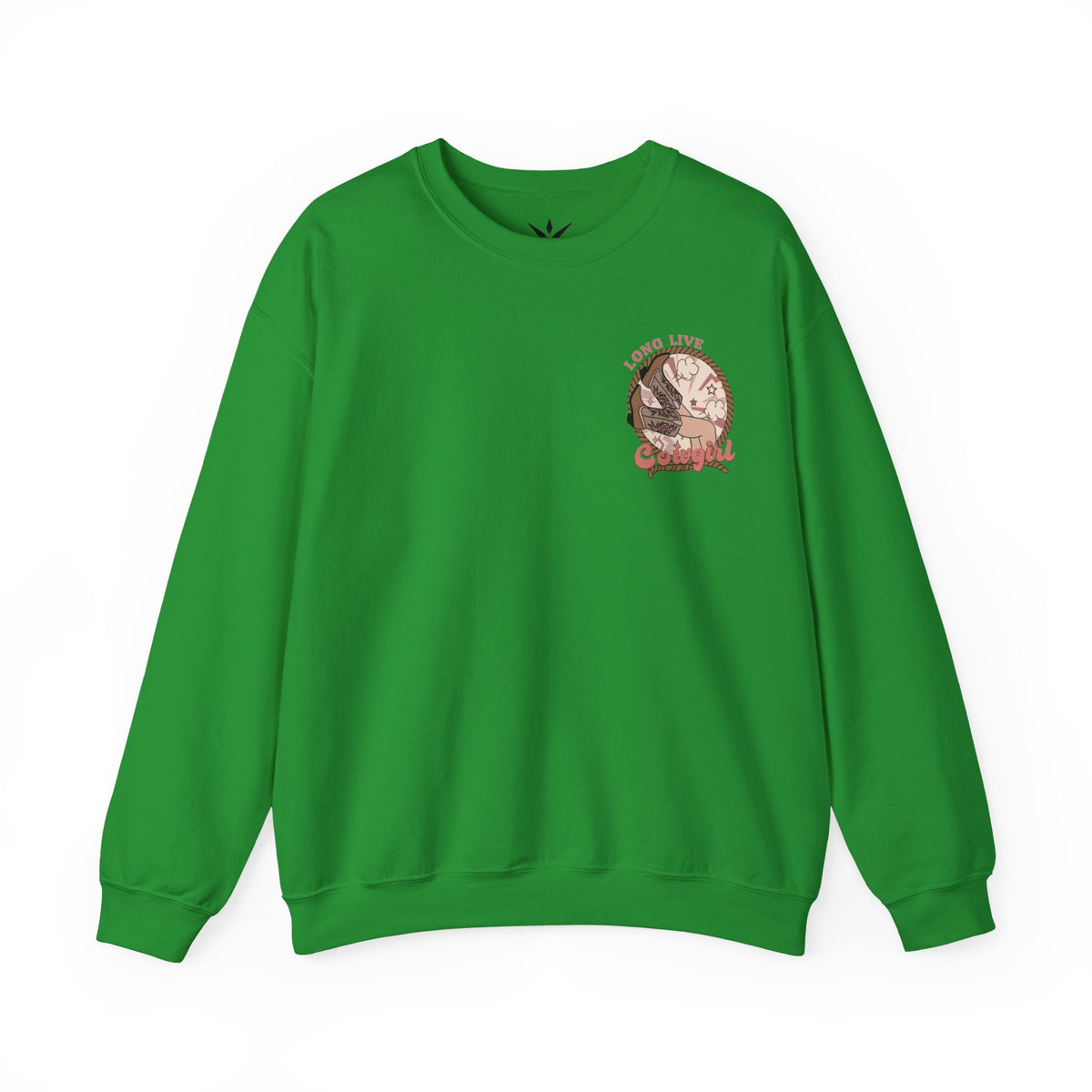 ORVIAN — Howdy Cowgirls Western Crewneck, Leopard Lightning Bolt & Cowgirl Boots Unisex Heavy Blend