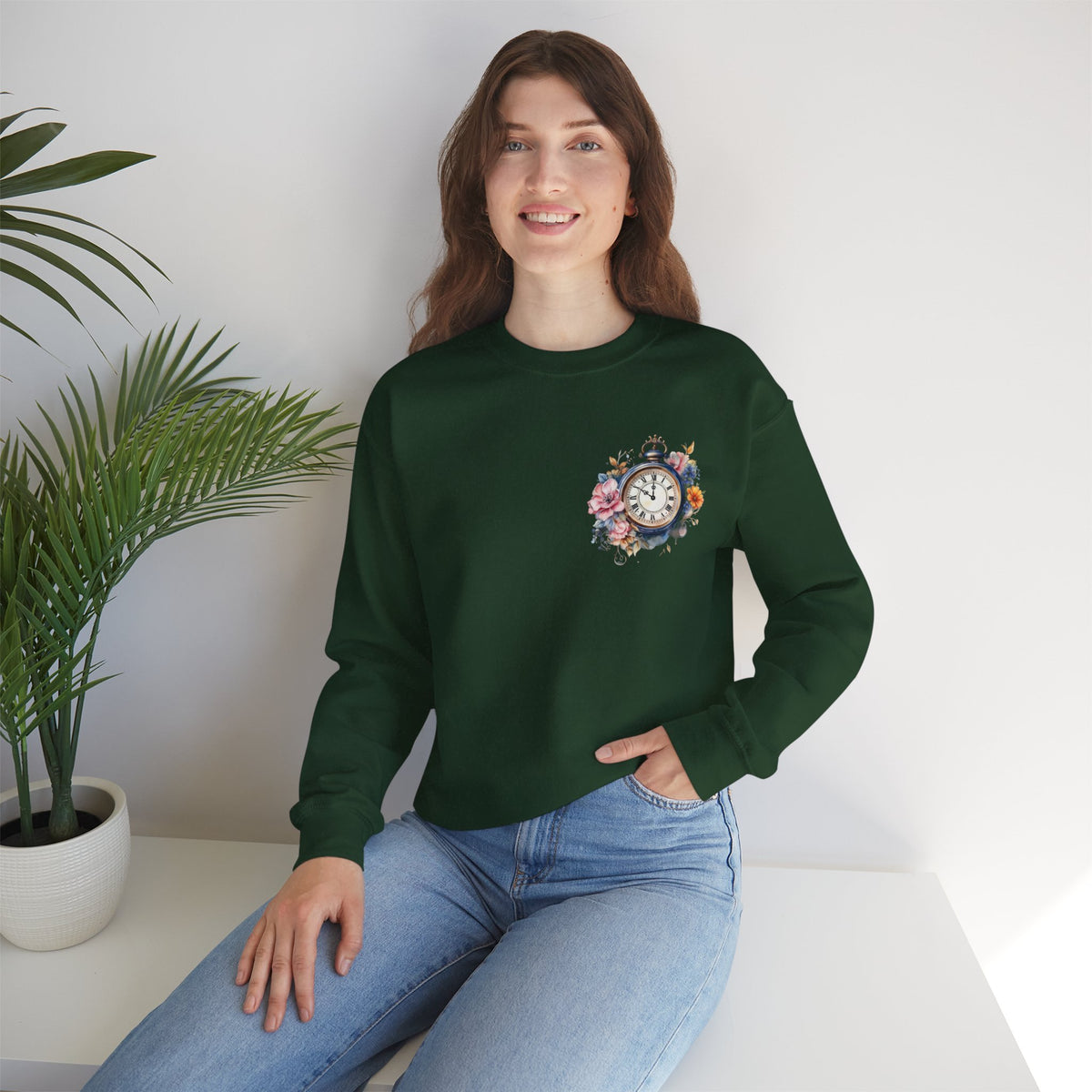 ORVIAN — Steampunk Floral Pocket Watch & Blooming Books Crewneck, Vintage Literary Unisex
