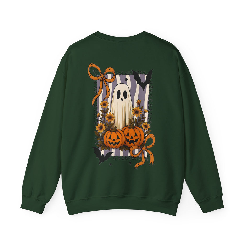 ORVIAN — Spooky & Sweet Ghost Crewneck, Coquette Bow Heart Halloween Unisex Sweatshirt