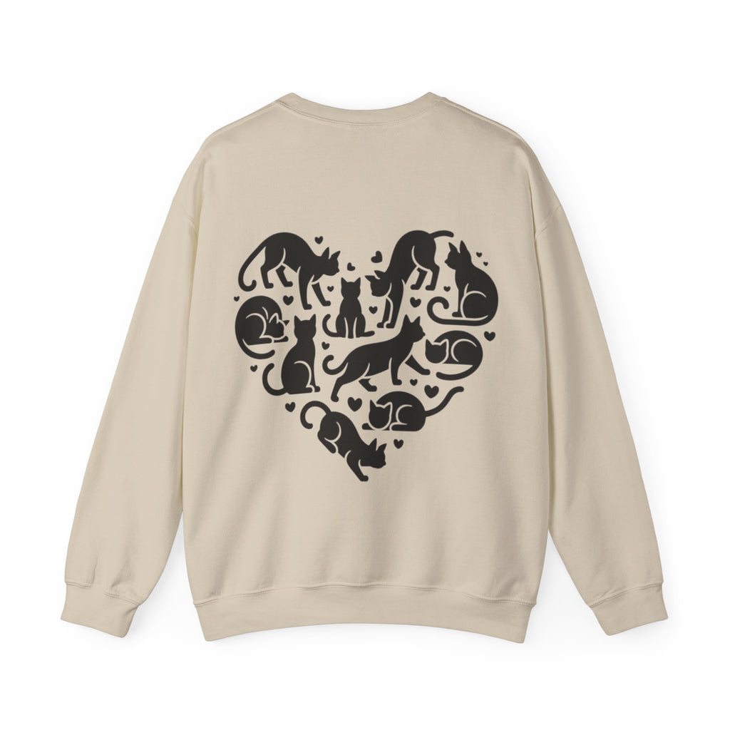 ORVIAN — LOVE Cat Silhouette & Heart-Shaped Cats Crewneck, Cat Lover Unisex Heavy Blend