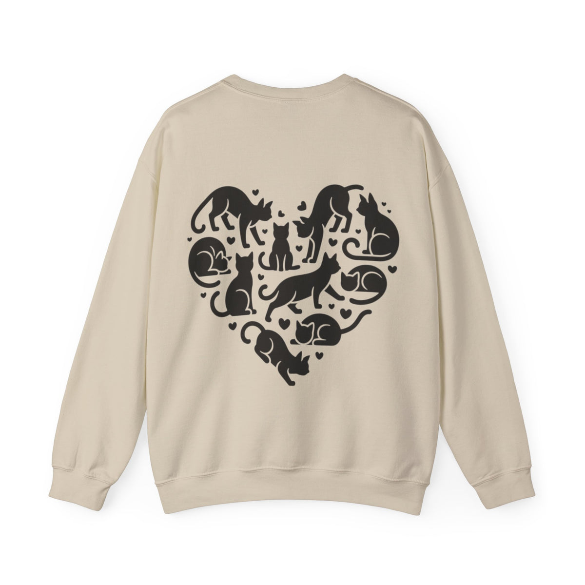 ORVIAN — LOVE Cat Silhouette & Heart-Shaped Cats Crewneck, Cat Lover Unisex Heavy Blend