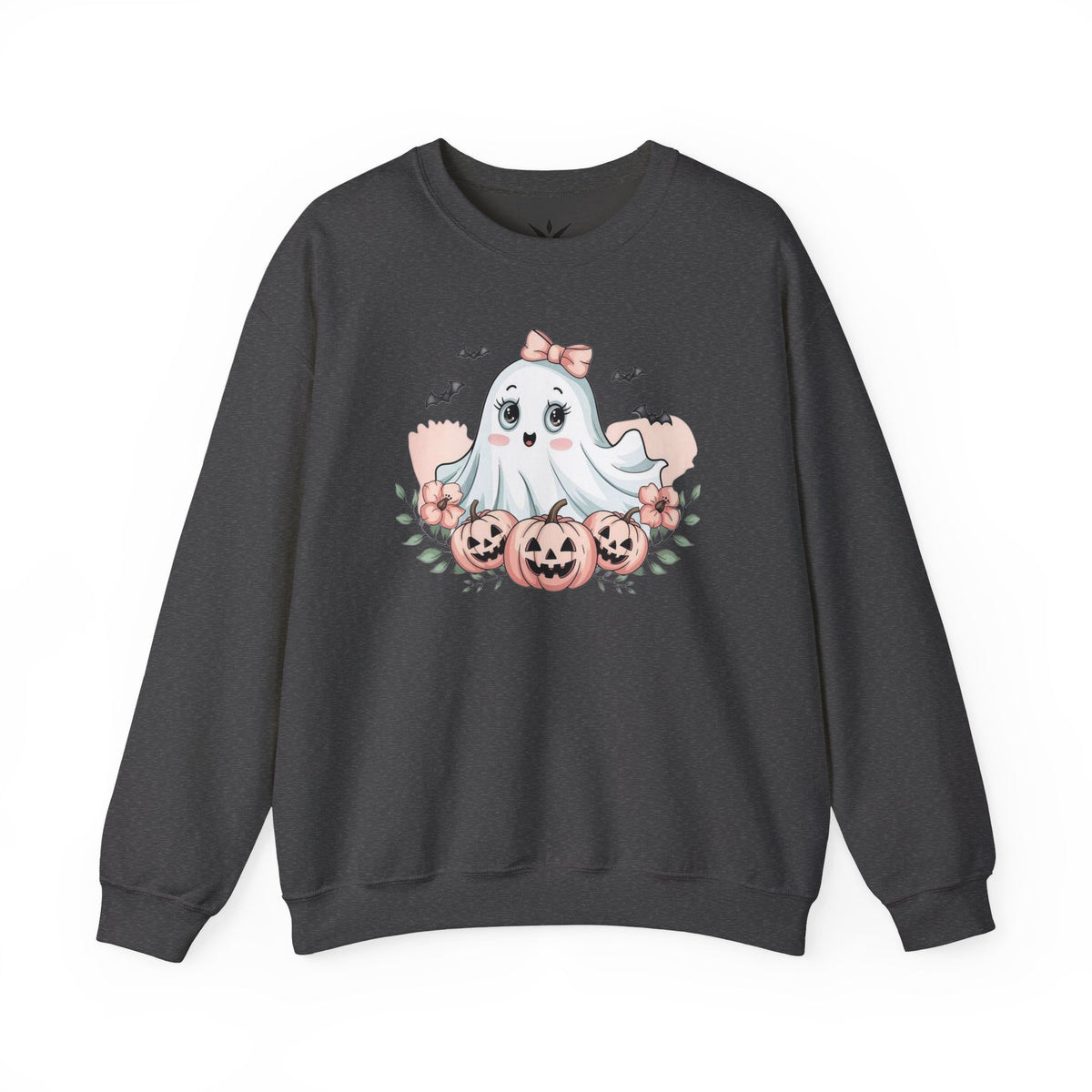 ORVIAN — Pink Halloween Coquette Ghost Crewneck, Bow & Pumpkin Unisex Heavy Blend