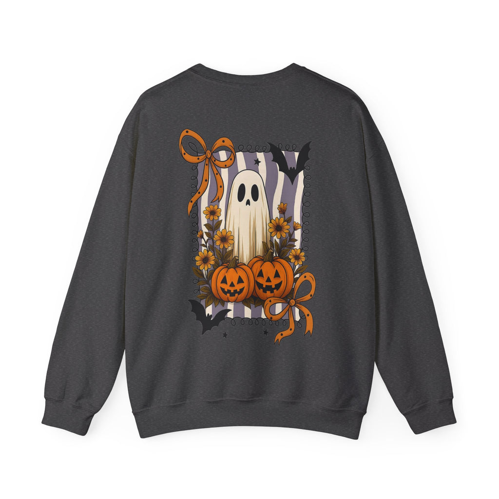 ORVIAN — Spooky & Sweet Ghost Crewneck, Coquette Bow Heart Halloween Unisex Sweatshirt