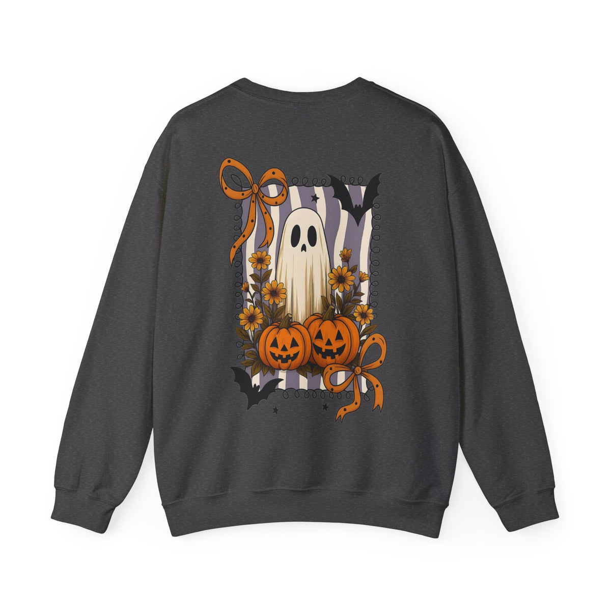 ORVIAN — Spooky & Sweet Ghost Crewneck, Coquette Bow Heart Halloween Unisex Sweatshirt