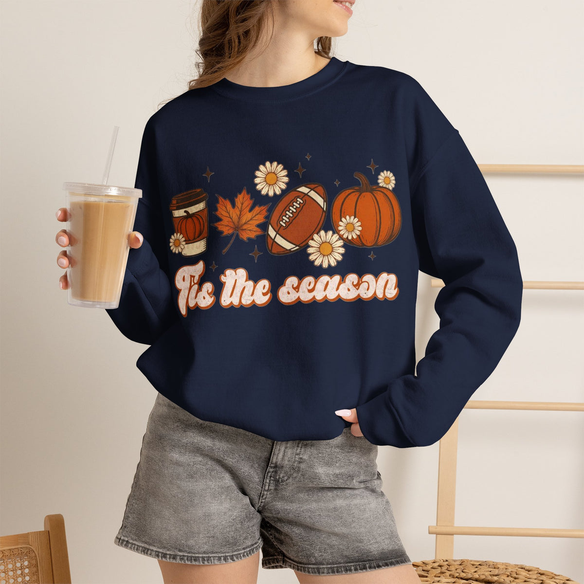 ORVIAN — ’Tis the Season Fall & Football Crewneck, Fall Sweet Fall Daisy Unisex Heavy Blend
