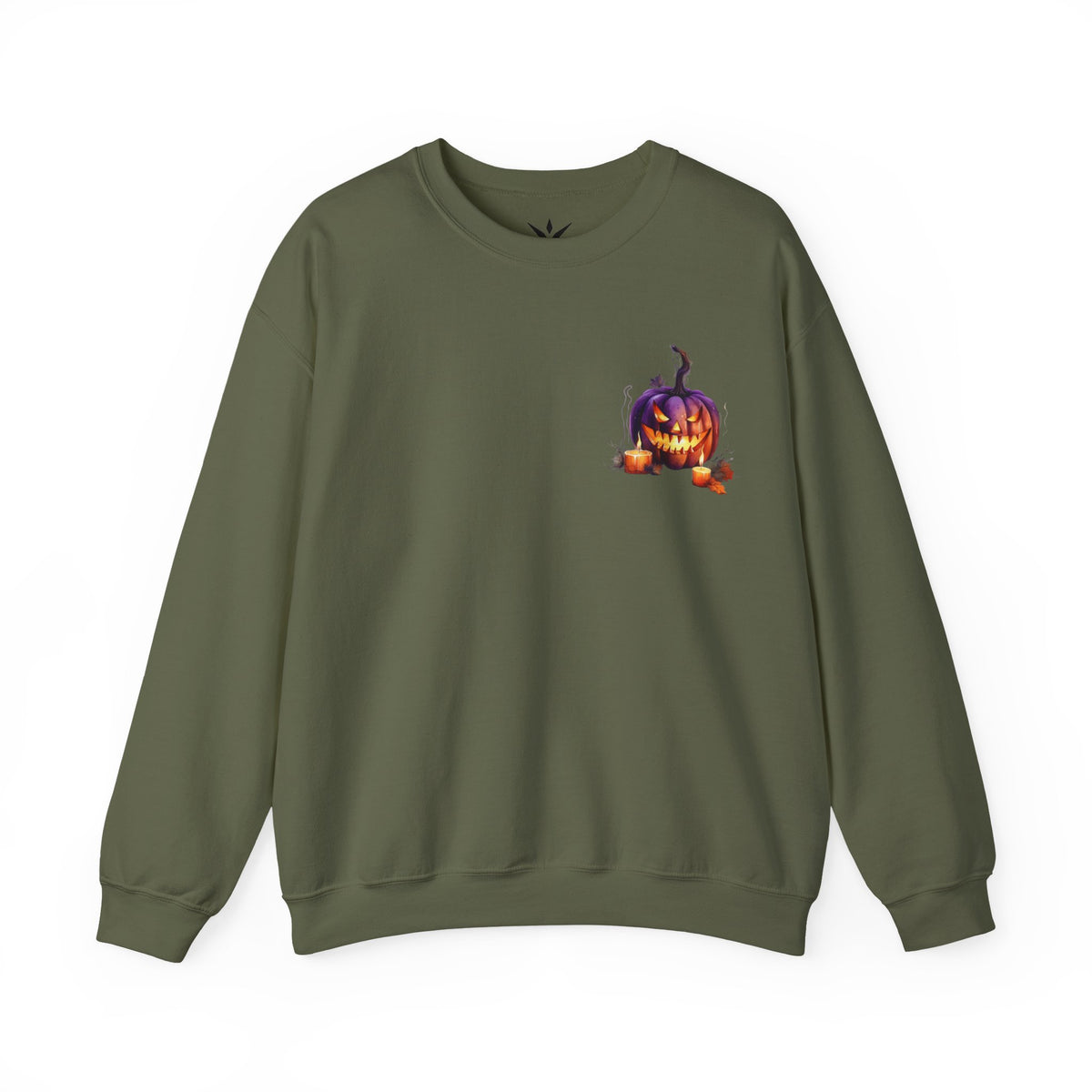ORVIAN — Watercolor Haunted Castle Halloween Crewneck, Purple Jack-o'-Lantern Unisex Heavy Blend