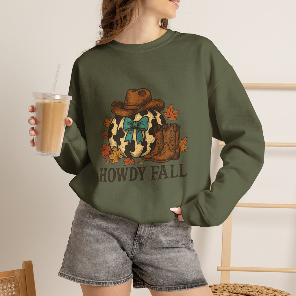 ORVIAN — Howdy Fall Wéstern Pumpkin & Ghost Cow Crewneck, Moo I Mean Boo Halloween Unisex