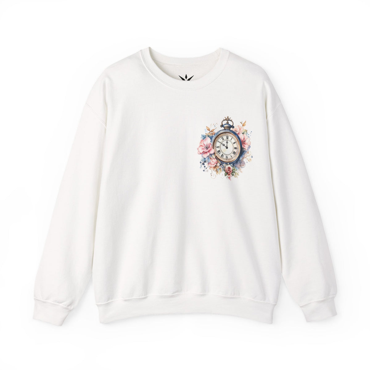 ORVIAN — Blue Watercolor Floral Book Crewneck, Open Book Wildflower Literary Unisex Heavy Blend
