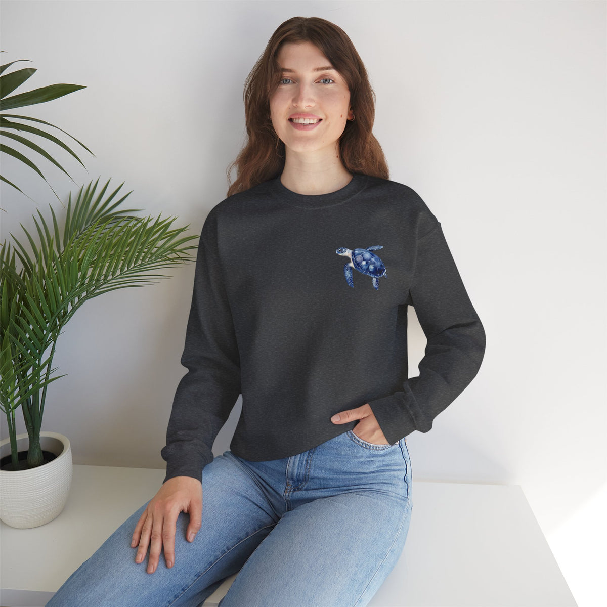 ORVIAN — Sea Turtle & Seashell Starfish Crewneck, Coastal Ocean Nautical Unisex Heavy Blend