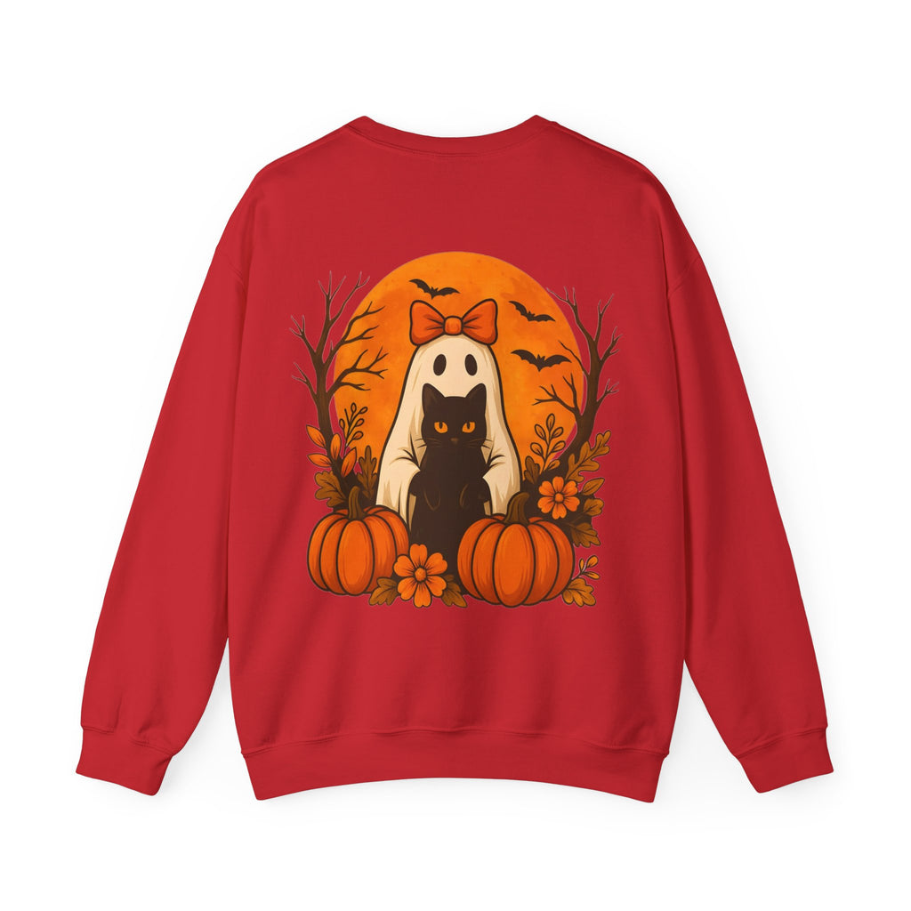 ORVIAN — Black Cat & Pumpkin Halloween Crewneck, Ghost & Coquette Bow Unisex Heavy Blend