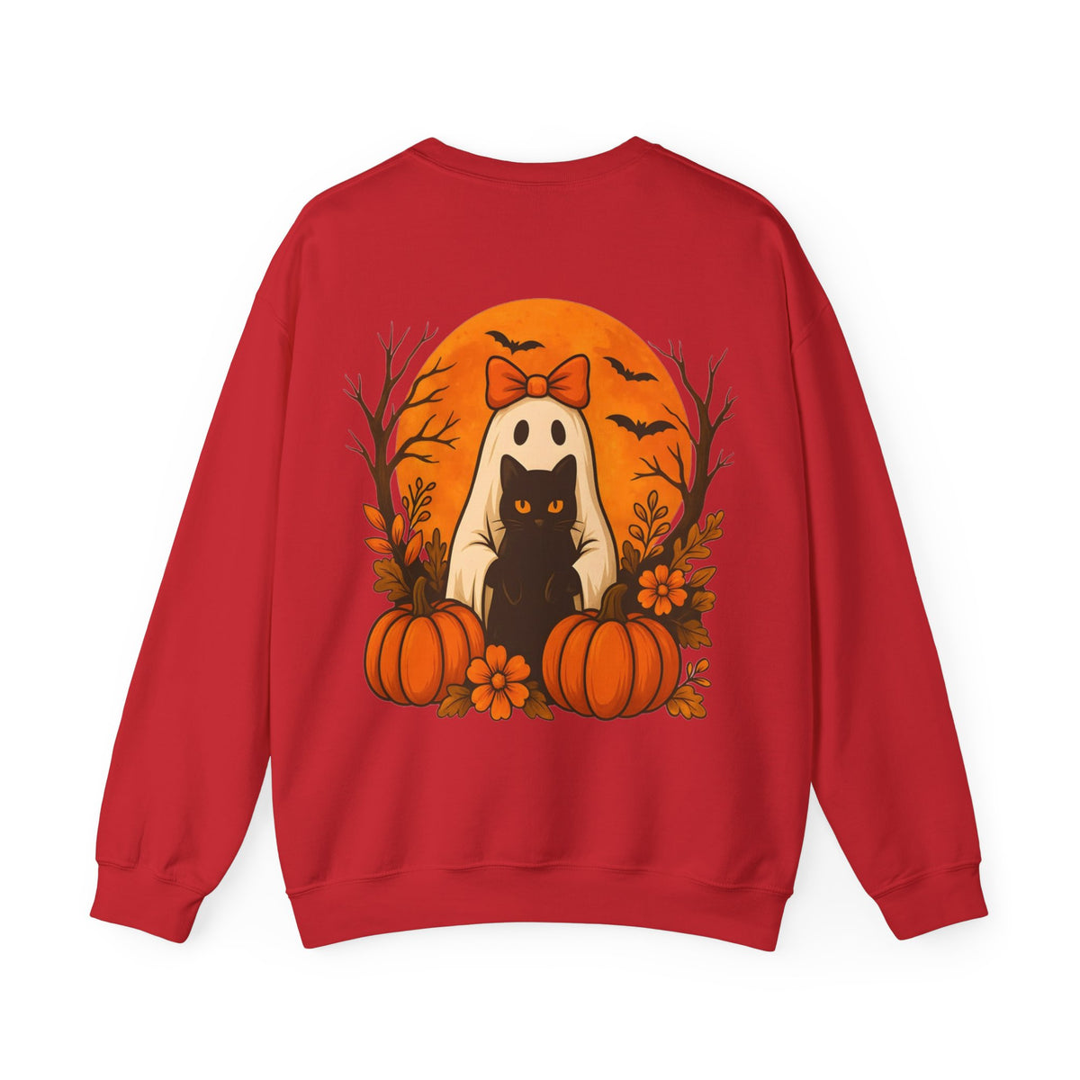 ORVIAN — Black Cat & Pumpkin Halloween Crewneck, Ghost & Coquette Bow Unisex Heavy Blend