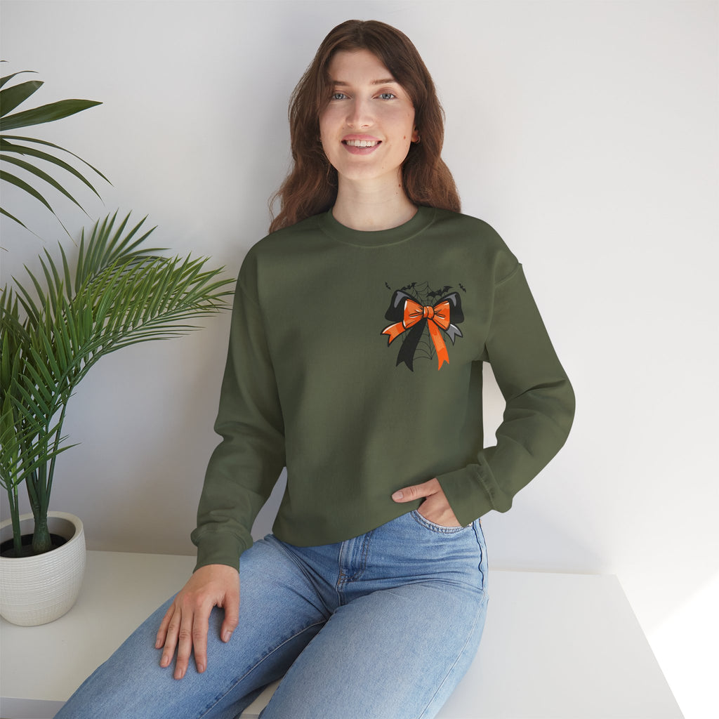 ORVIAN — Coquette Ghost & Bow Halloween Crewneck, Lace Ghost Pumpkin Unisex Sweatshirt