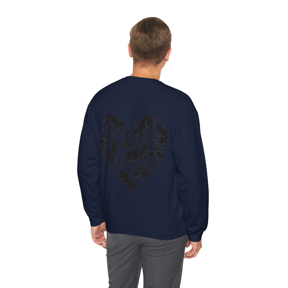 ORVIAN — LOVE Cat Silhouette & Heart-Shaped Cats Crewneck, Cat Lover Unisex Heavy Blend