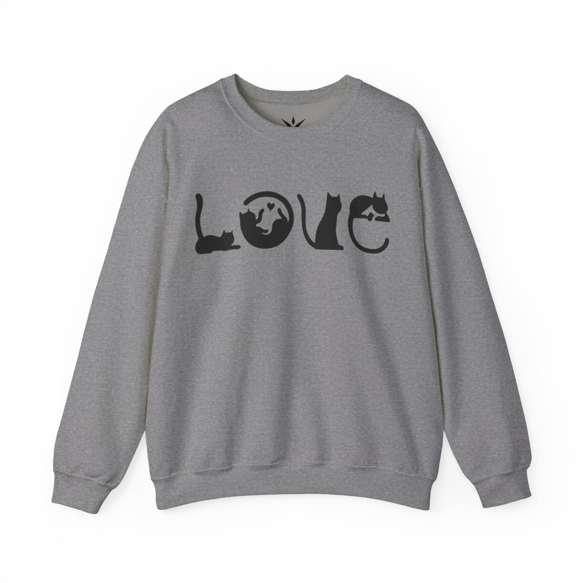 ORVIAN — LOVE Cat Silhouette & Heart-Shaped Cats Crewneck, Cat Lover Unisex Heavy Blend