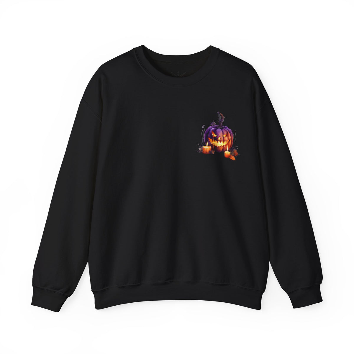 ORVIAN — Watercolor Haunted Castle Halloween Crewneck, Purple Jack-o'-Lantern Unisex Heavy Blend