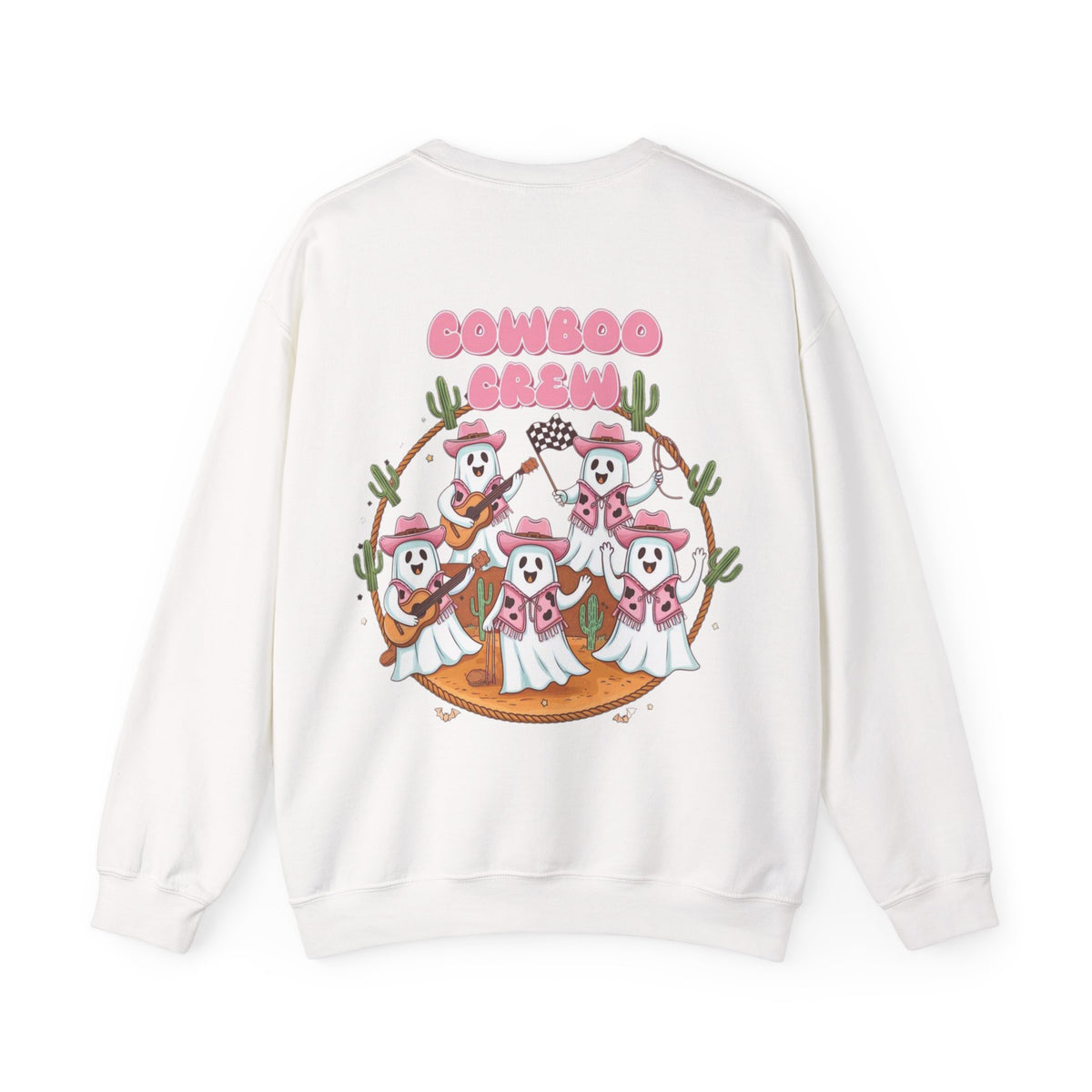 ORVIAN — Howdy Halloween Ghost Cowboy Crewneck, Pink Cowboo Western Unisex Heavy Blend