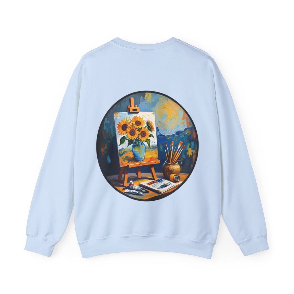 ORVIAN — Van Gogh Starry Night Sunflower & Artist Easel Crewneck, Art-Inspired Sweatshirt