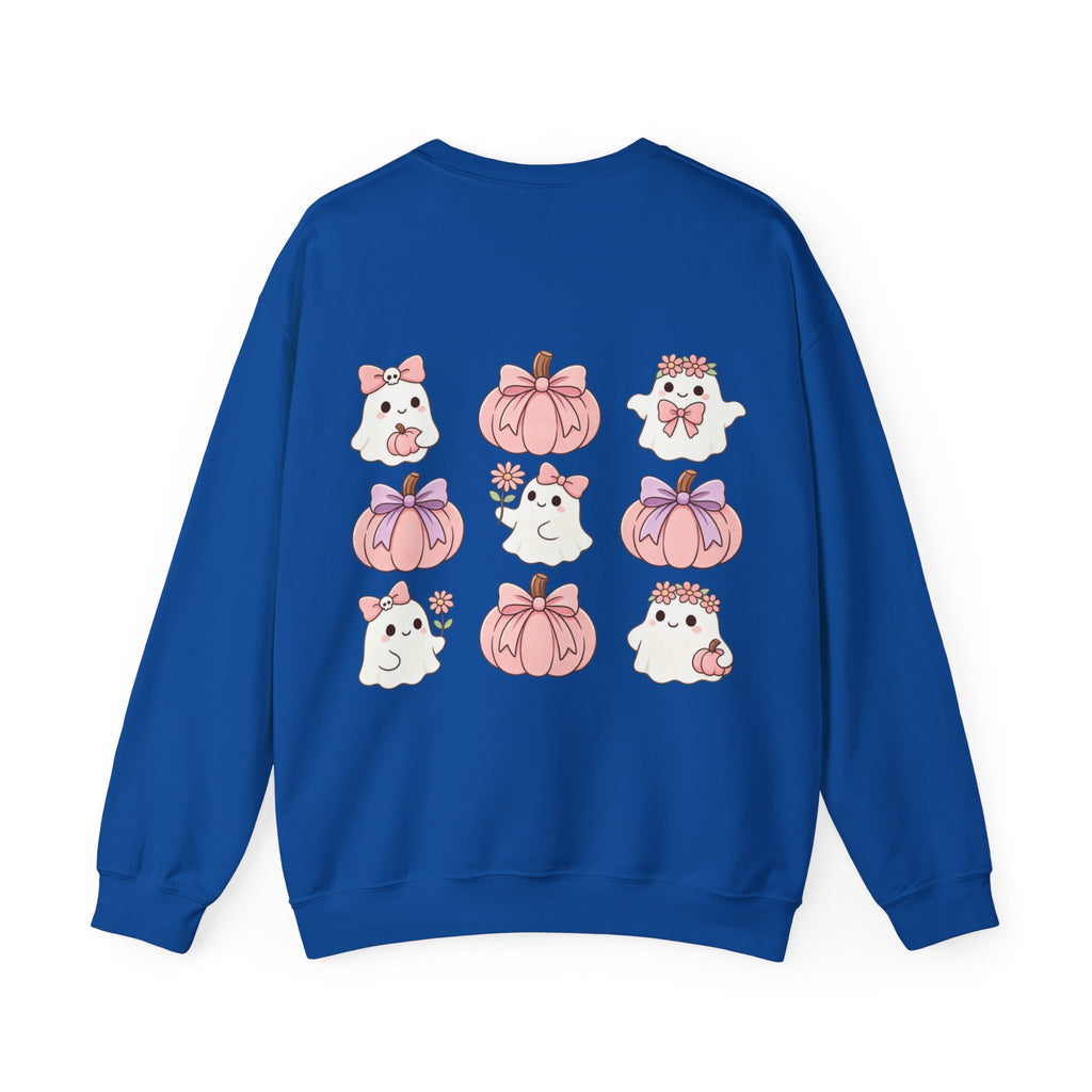 ORVIAN — Pink Halloween Coquette Ghost Crewneck, Bow & Pumpkin Unisex Heavy Blend