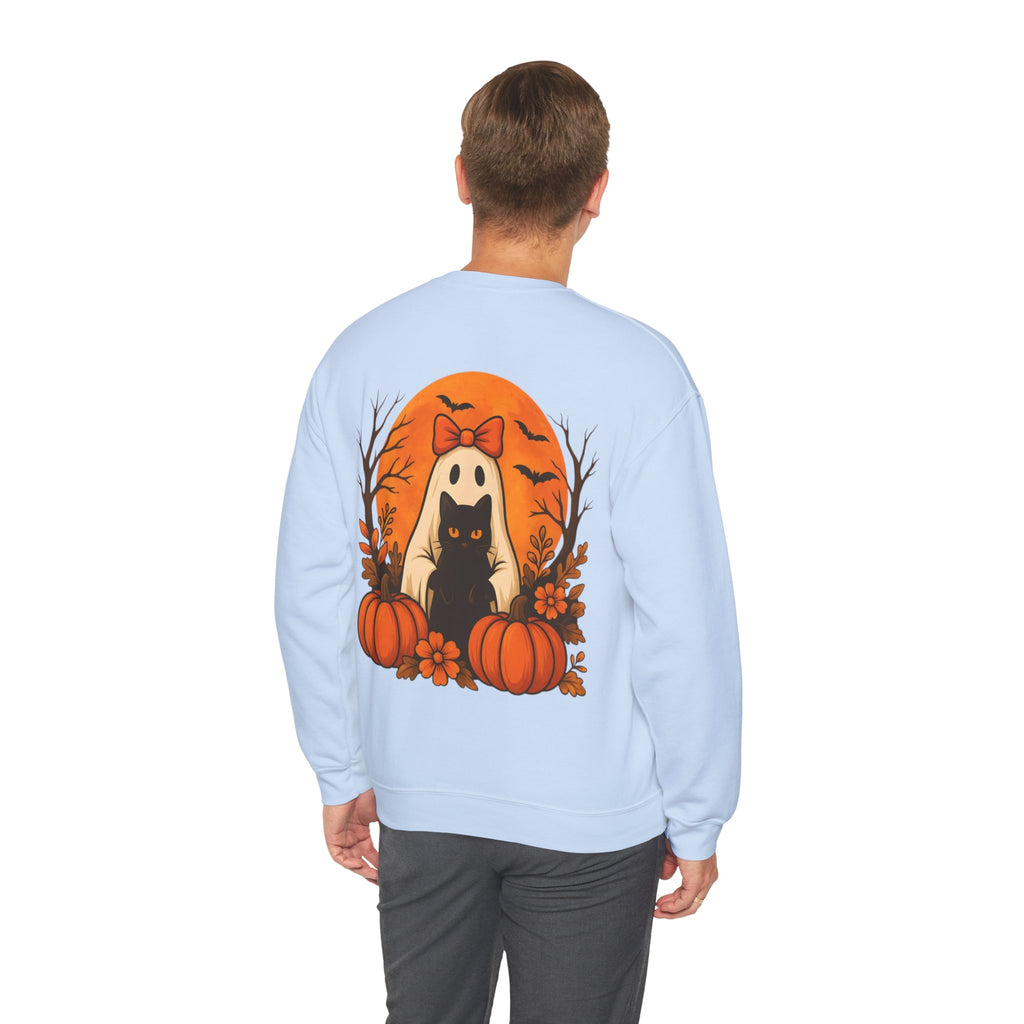 ORVIAN — Black Cat & Pumpkin Halloween Crewneck, Ghost & Coquette Bow Unisex Heavy Blend