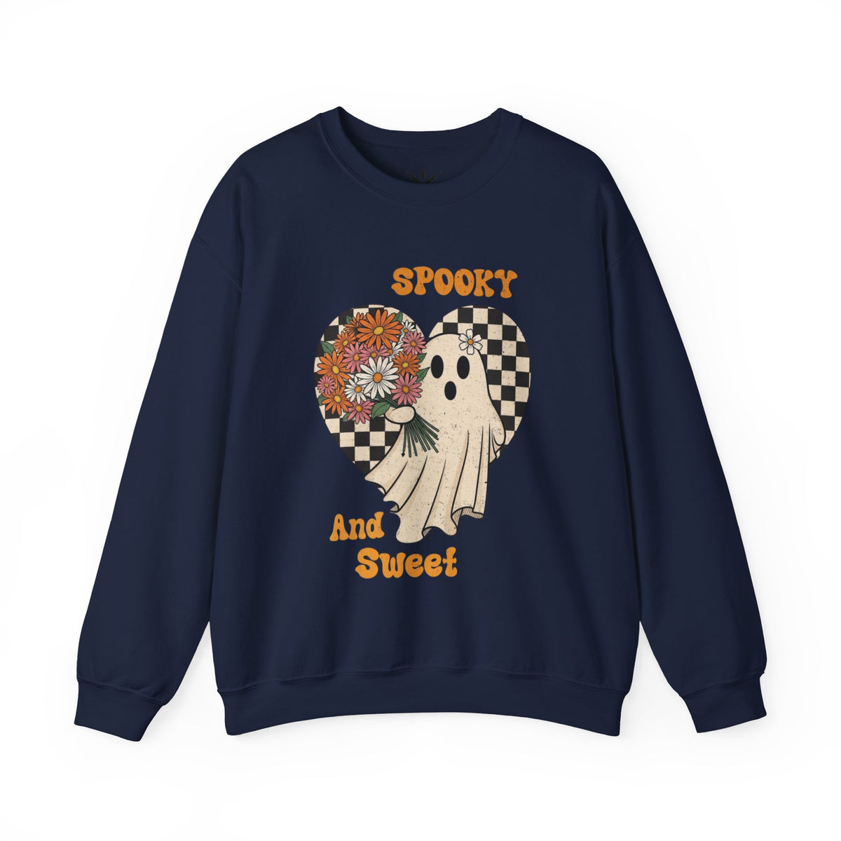 ORVIAN — Spooky & Sweet Ghost Crewneck, Coquette Bow Heart Halloween Unisex Sweatshirt