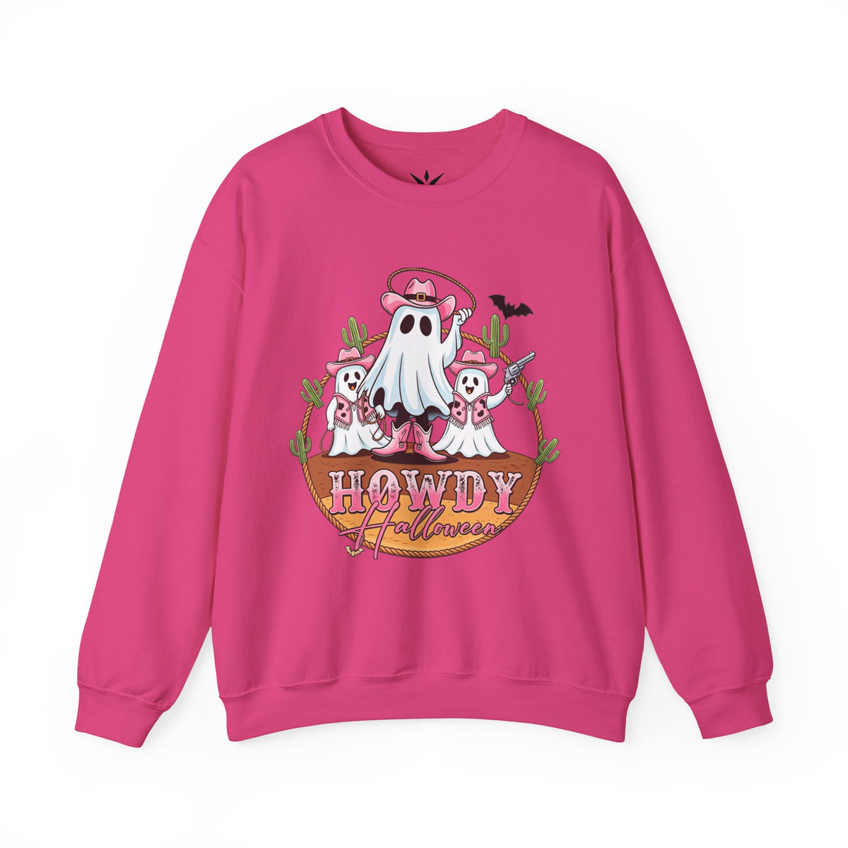ORVIAN — Howdy Halloween Ghost Cowboy Crewneck, Pink Cowboo Western Unisex Heavy Blend