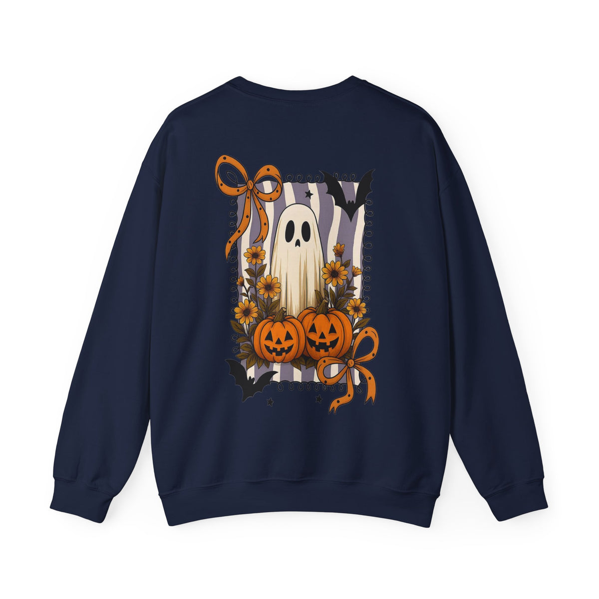 ORVIAN — Spooky & Sweet Ghost Crewneck, Coquette Bow Heart Halloween Unisex Sweatshirt
