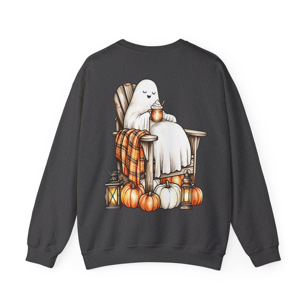 ORVIAN — Ghostly Coffee Break Coquette Bow Crewneck, Cozy Pumpkin Spice Halloween Unisex
