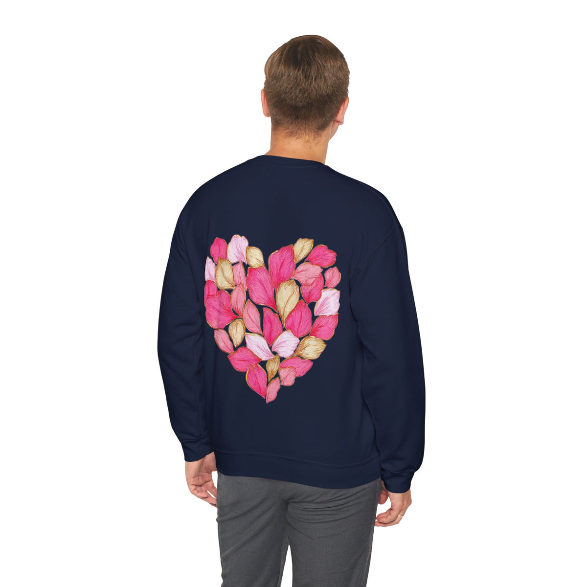 ORVIAN — Floral Rose Heart Crewneck, Romantic Pink Flower Valentine Sweatshirt, Unisex Heavy Blend